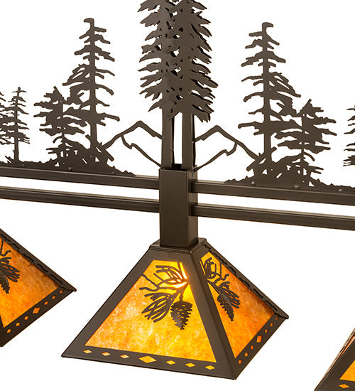 Meyda Lighting Tall Pines 45" 3-Light Timeless Bronze Island Pendant Light With Amber Mica Shade Glass