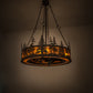 Meyda Lighting Tall Pines 45" 8-Light Copper Rust Chandelier With Amber Mica Shade Glass and Fan