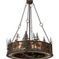 Meyda Lighting Tall Pines 45" 8-Light Copper Rust Chandelier With Amber Mica Shade Glass and Fan