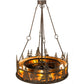 Meyda Lighting Tall Pines 45" 8-Light Copper Rust Chandelier With Amber Mica Shade Glass and Fan