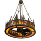 Meyda Lighting Tall Pines 45" 8-Light Copper Rust Chandelier With Amber Mica Shade Glass and Fan