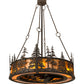 Meyda Lighting Tall Pines 45" 8-Light Copper Rust Chandelier With Amber Mica Shade Glass and Fan