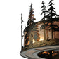 Meyda Lighting Tall Pines 45" 8-Light Dark Burnished Antique Copper Chandelier With Silver Mica Shade Glass and Fan
