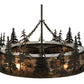 Meyda Lighting Tall Pines 45" 8-Light Dark Burnished Antique Copper Chandelier With Silver Mica Shade Glass and Fan