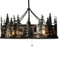 Meyda Lighting Tall Pines 45" 8-Light Dark Burnished Antique Copper Chandelier With Silver Mica Shade Glass and Fan