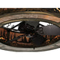 Meyda Lighting Tall Pines 45" 8-Light Dark Burnished Antique Copper Chandelier With Silver Mica Shade Glass and Fan