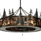 Meyda Lighting Tall Pines 45" 8-Light Dark Burnished Antique Copper Chandelier With Silver Mica Shade Glass and Fan