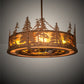 Meyda Lighting Tall Pines 45" 8-Light Oil Rubbed Bronze Chandelier With Amber Mica Shade Glass and Fan