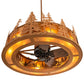 Meyda Lighting Tall Pines 45" 8-Light Oil Rubbed Bronze Chandelier With Amber Mica Shade Glass and Fan