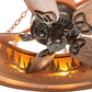 Meyda Lighting Tall Pines 45" 8-Light Oil Rubbed Bronze Chandelier With Amber Mica Shade Glass and Fan