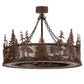 Meyda Lighting Tall Pines 45" 8-Light Rust Wrought Iron Chandelier With Silver Mica Shade Glass and 30" Black Fan