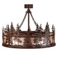 Meyda Lighting Tall Pines 45" 8-Light Rust Wrought Iron Chandelier With Silver Mica Shade Glass and 30" Black Fan