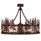 Meyda Lighting Tall Pines 45" 8-Light Rust Wrought Iron Chandelier With Silver Mica Shade Glass and 30" Black Fan