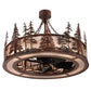 Meyda Lighting Tall Pines 45" 8-Light Rust Wrought Iron Chandelier With Silver Mica Shade Glass and 30" Black Fan