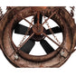 Meyda Lighting Tall Pines 45" 8-Light Rust Wrought Iron Chandelier With Silver Mica Shade Glass and 30" Black Fan