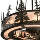 Meyda Lighting Tall Pines 45" 8-Light Satin Black Wrought Iron Chandelier With Silver Mica Shade Glass and Fan
