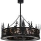 Meyda Lighting Tall Pines 45" 8-Light Textured Black Chandelier With Silver Mica Shade Glass and Fan