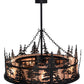 Meyda Lighting Tall Pines 45" 8-Light Textured Black Chandelier With Silver Mica Shade Glass and Fan