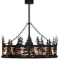 Meyda Lighting Tall Pines 45" 8-Light Textured Black Chandelier With Silver Mica Shade Glass and Fan