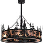 Meyda Lighting Tall Pines 45" 8-Light Textured Black Chandelier With Silver Mica Shade Glass and Fan