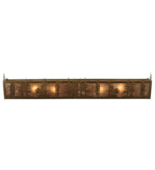 Meyda Lighting Tall Pines 46" 4-Light Antique Copper Vanity Light With Silver Mica Shade Glass