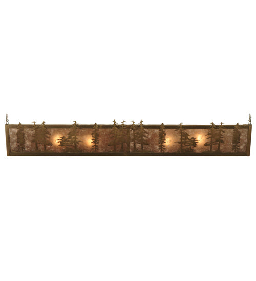 Meyda Lighting Tall Pines 46" 4-Light Antique Copper Vanity Light With Silver Mica Shade Glass