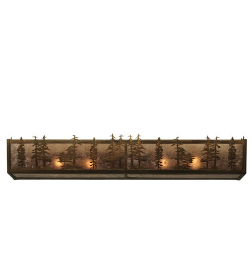 Meyda Lighting Tall Pines 46" 4-Light Antique Copper Vanity Light With Silver Mica Shade Glass