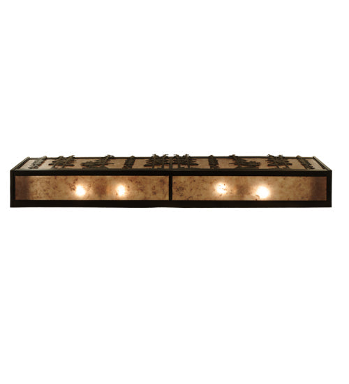 Meyda Lighting Tall Pines 46" 4-Light Antique Copper Vanity Light With Silver Mica Shade Glass