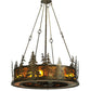 Meyda Lighting Tall Pines 46" 8-Light Antique Bronze Chandelier With Amber Mica Shade Glass and Black Fan