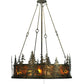 Meyda Lighting Tall Pines 46" 8-Light Antique Bronze Chandelier With Amber Mica Shade Glass and Black Fan