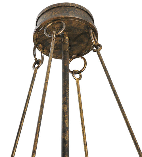 Meyda Lighting Tall Pines 46" 8-Light Antique Bronze Chandelier With Amber Mica Shade Glass and Black Fan