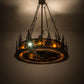 Meyda Lighting Tall Pines 48" 13-Light Dark Burnished Antique Copper Chandelier With Amber Mica Shade Glass and Fan