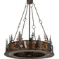 Meyda Lighting Tall Pines 48" 13-Light Dark Burnished Antique Copper Chandelier With Amber Mica Shade Glass and Fan
