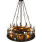 Meyda Lighting Tall Pines 48" 13-Light Dark Burnished Antique Copper Chandelier With Amber Mica Shade Glass and Fan