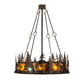 Meyda Lighting Tall Pines 48" 13-Light Dark Burnished Antique Copper Chandelier With Amber Mica Shade Glass and Fan