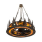 Meyda Lighting Tall Pines 48" 13-Light Dark Burnished Antique Copper Chandelier With Amber Mica Shade Glass and Fan