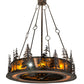 Meyda Lighting Tall Pines 48" 13-Light Dark Burnished Antique Copper Chandelier With Amber Mica Shade Glass and Fan