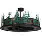 Meyda Lighting Tall Pines 48" 20-Light Wrought Iron & Green Trees Chandelier With Silver Mica Shade Glass and Fan