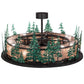 Meyda Lighting Tall Pines 48" 20-Light Wrought Iron & Green Trees Chandelier With Silver Mica Shade Glass and Fan