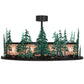 Meyda Lighting Tall Pines 48" 20-Light Wrought Iron & Green Trees Chandelier With Silver Mica Shade Glass and Fan
