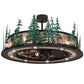 Meyda Lighting Tall Pines 48" 20-Light Wrought Iron & Green Trees Chandelier With Silver Mica Shade Glass and Fan