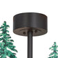 Meyda Lighting Tall Pines 48" 20-Light Wrought Iron & Green Trees Chandelier With Silver Mica Shade Glass and Fan