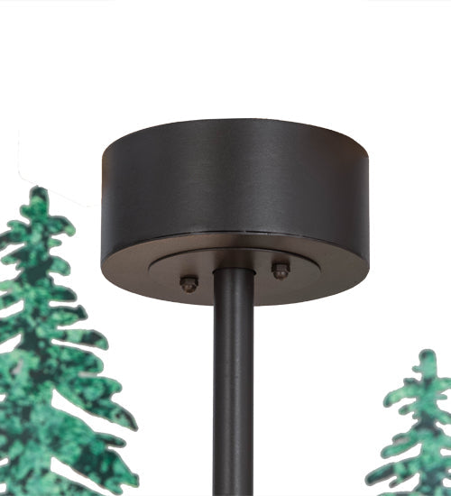 Meyda Lighting Tall Pines 48" 20-Light Wrought Iron & Green Trees Chandelier With Silver Mica Shade Glass and Fan