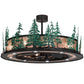 Meyda Lighting Tall Pines 48" 20-Light Wrought Iron & Green Trees Chandelier With Silver Mica Shade Glass and Fan