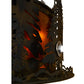 Meyda Lighting Tall Pines 48" 21-Light Dark Burnished Antique Copper Chandelier With Amber Mica Shade Glass and Fan