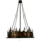 Meyda Lighting Tall Pines 48" 21-Light Dark Burnished Antique Copper Chandelier With Amber Mica Shade Glass and Fan
