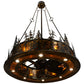 Meyda Lighting Tall Pines 48" 21-Light Dark Burnished Antique Copper Chandelier With Amber Mica Shade Glass and Fan