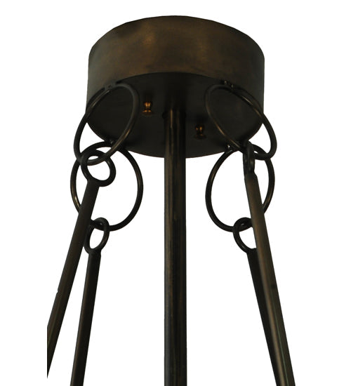 Meyda Lighting Tall Pines 48" 21-Light Dark Burnished Antique Copper Chandelier With Silver Mica Shade Glass and Fan