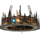 Meyda Lighting Tall Pines 48" 21-Light Dark Burnished Antique Copper Chandelier With Silver Mica Shade Glass and Fan