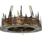 Meyda Lighting Tall Pines 48" 21-Light Dark Burnished Antique Copper Chandelier With Silver Mica Shade Glass and Fan